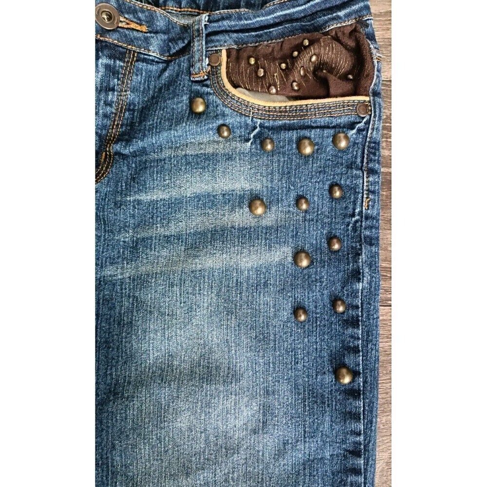 Apollo Jeans Women's Size 9/10 Studded Straight Leg Y2K 90s Embellished Pockets - Picture 5 of 9